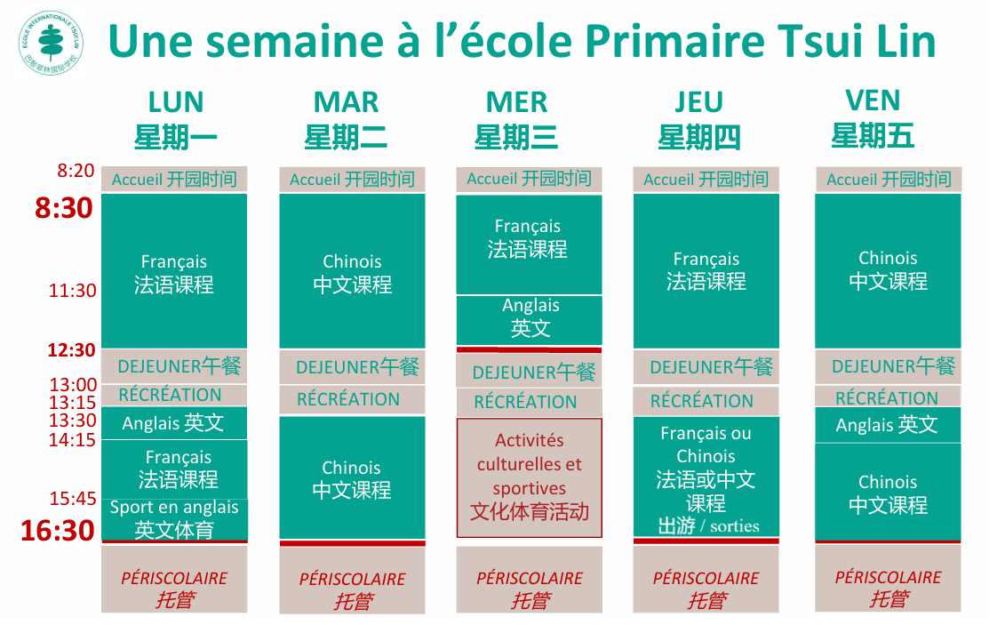Une semaine à l’école Tsui Lin 翠林幼儿园的一周
